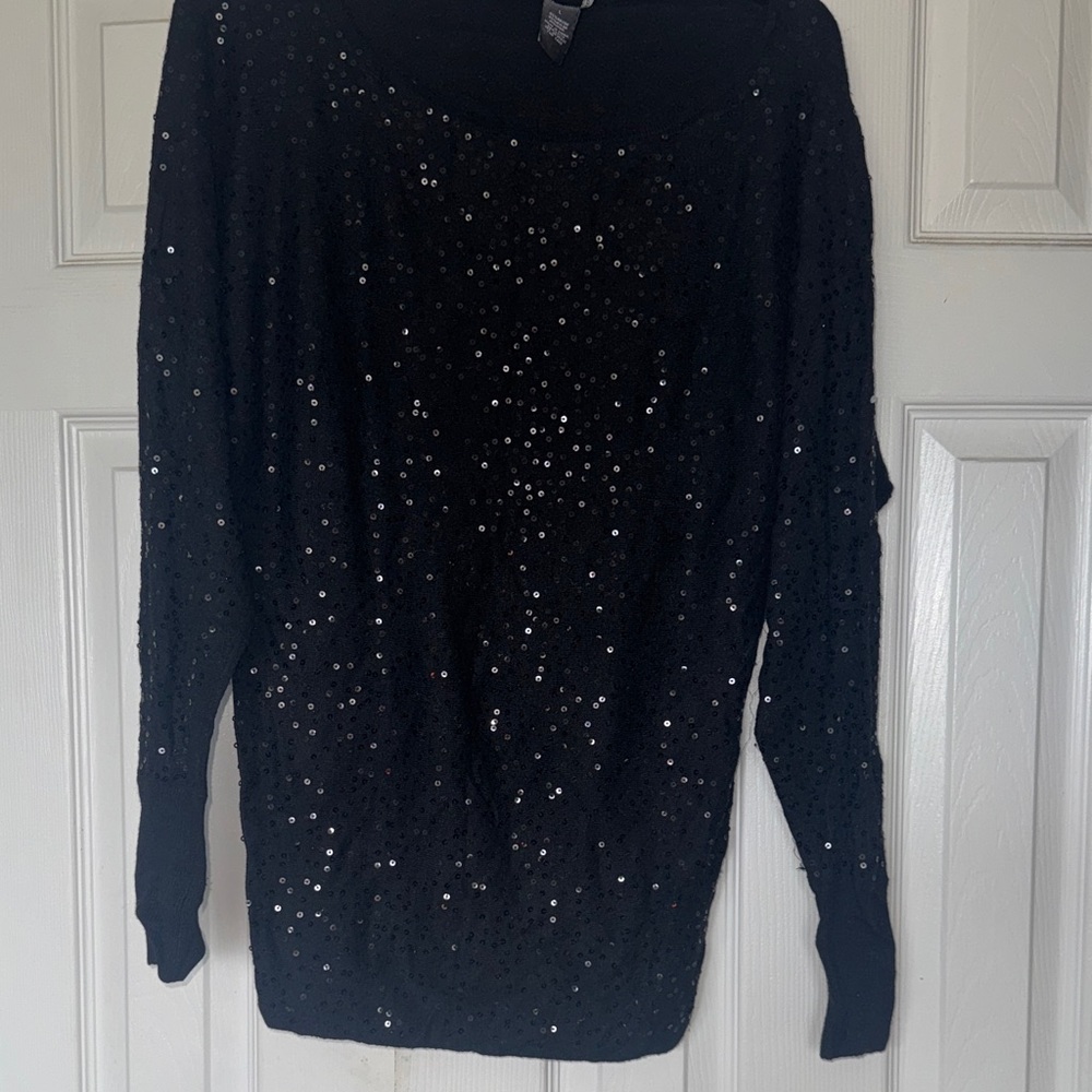 Chelsea & Theodore Black Sequin Knit Sweater